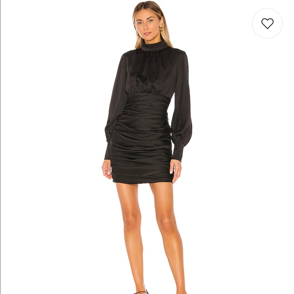 Como Mini Dress in Black (satin) from REVOLVE